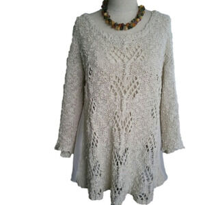 Anthropologie Sweater Tunic Top Crocheted